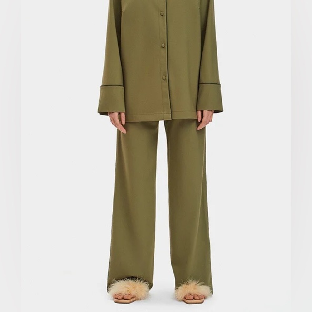 NWT Pantalon Sleeper green high waisted wide leg pants size XS